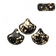 Ginko Leaf Beads 7.5x7.5mm Gold splash jet